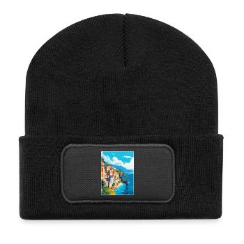 Amalfi Italy Vintage Travel Poster WPA Souvenir - Recycled Patch Beanie - black - Front