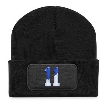 NO. 11 NUMBER 11 BLUE WHITE 11TH BIRTHDAY - Recycled Patch Beanie - black - Front