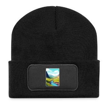 Hohe Tasse Nick Cumbria Vintage Reiseposter WPA - Recycelte Patch Beanie - Schwarz - Vorne
