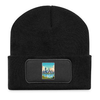 Montreal Montrealgift Kanada Vintage Reiseposter - Recycelte Patch Beanie - Schwarz - Vorne