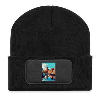 Enkhuizen Niederlande Vintage Reiseposter WPA - Recycelte Patch Beanie - Schwarz - Vorne