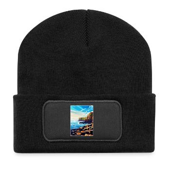 Giant Causeway Irland Uk Reise Poster Souvenir - Recycelte Patch Beanie - Schwarz - Vorne