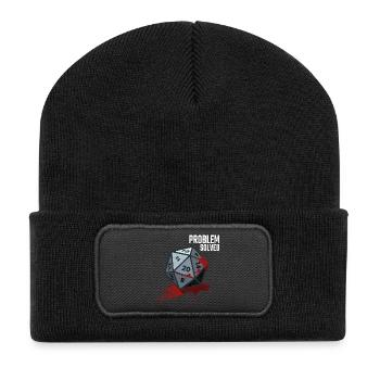 D20 Würfel - Problem solved - Recycelte Patch Beanie - Schwarz - Vorne