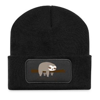 Faultier. Nope. Not Today - Recycelte Patch Beanie - Schwarz - Vorne