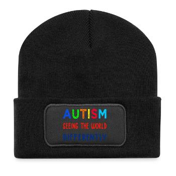 Autismus anders sehen - Recycelte Patch Beanie - Schwarz - Vorne