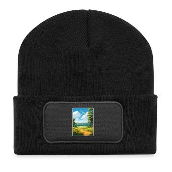 Wald Von Fontainebleau Nationalpark Souvenir - Recycelte Patch Beanie - Schwarz - Vorne