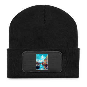 Dordrecht Niederlande Vintage Reiseposter WPA - Recycelte Patch Beanie - Schwarz - Vorne
