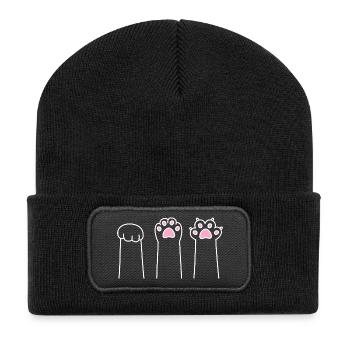 Cat Paw Game Cat Paws Stone Paper Scissors - Beanie recyclé à patch - noir - Devant