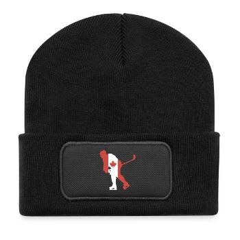 Hockeyspieler Kanada Flagge - Recycelte Patch Beanie - Schwarz - Vorne