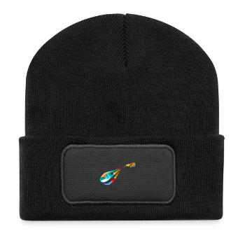 Klassische Mandoline Zupfmusik - Recycelte Patch Beanie - Schwarz - Vorne