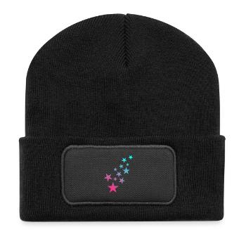 Stern Symbol Sternchen Muster - Recycelte Patch Beanie - Schwarz - Vorne