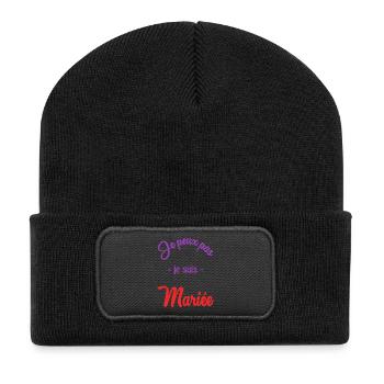HOCHZEIT. ZUKÜNFTIGE BRAUT - Recycelte Patch Beanie - Schwarz - Vorne