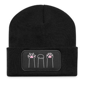 Cat Paw Game Cat Paws Scissors Stone Paper - Beanie recyclé à patch - noir - Devant