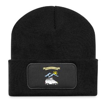 motorhome is calling - Recycelte Patch Beanie - Schwarz - Vorne