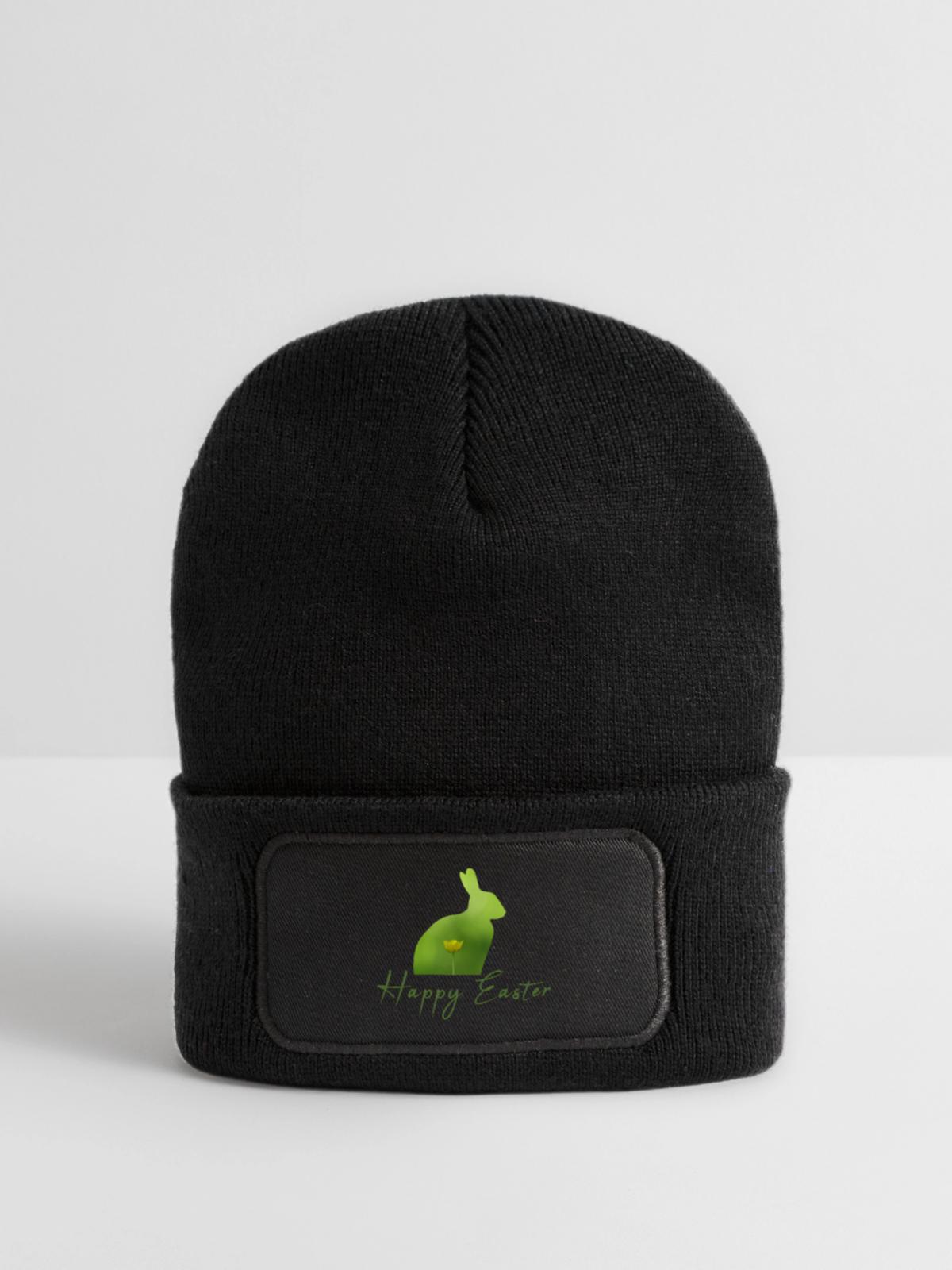 Happy Easter rabbit - Recycelte Patch Beanie - Schwarz - Vorne