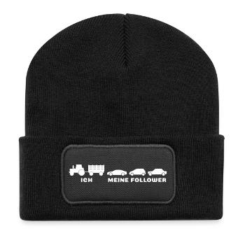 Ich meine Follower - Landwirt Bauer Traktor Autos - Recycelte Patch Beanie - Schwarz - Vorne