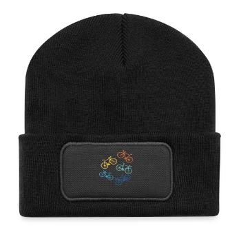 Fahrrad Radsport Radfahren Rennrad Retro - Recycelte Patch Beanie - Schwarz - Vorne