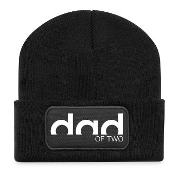 DAD OF TWO - Recycelte Patch Beanie - Schwarz - Vorne