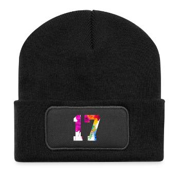 NUMMER 17 JAHRE ALT 17. GEBURTSTAG - Recycelte Patch Beanie - Schwarz - Vorne