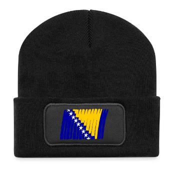 Bosnien Flag Flagge painted gemalt Star Sterne - Recycelte Patch Beanie - Schwarz - Vorne