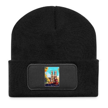 Westminster Abbey London England Großbritannien Reiseplakat - Recycelte Patch Beanie - Schwarz - Vorne