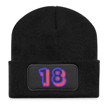 18. 18 YEARS OLD. 18th ANNIVERSARY. 18 BIRTHDAY. - Recycled Patch Beanie - black - Front
