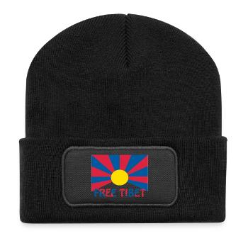 free tibet flagge - Recycelte Patch Beanie - Schwarz - Vorne
