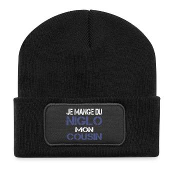 Je mange du Niglo - Beanie recyclé à patch - noir - Devant