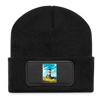 Plymouth England Uk Vintage Reiseplakat Souvenir - Recycelte Patch Beanie - Schwarz - Vorne