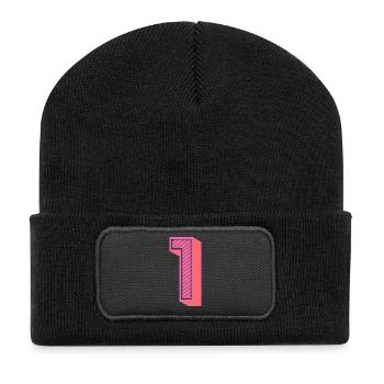 1. 1 JAHR. 1. JAHRESTAG. 1 JAHR GEBURTSTAG - Recycelte Patch Beanie - Schwarz - Vorne
