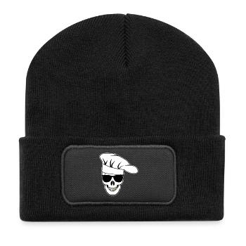 Skull with sunglasses chef's hat - Recycled Patch Beanie - black - Front
