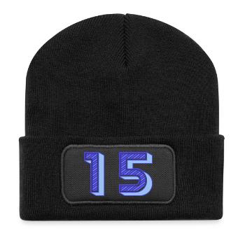 15. 15 JAHRE. 15. JAHRESTAG. 15-JÄHRIGES JUBILÄUM. - Recycelte Patch Beanie - Schwarz - Vorne