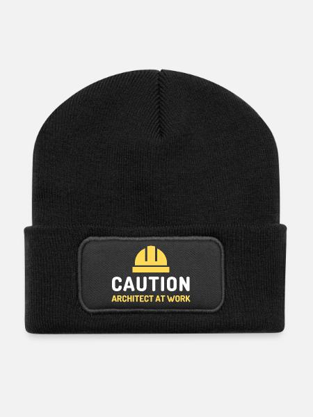 Architecte au travail - Beanie recyclé à patch - noir