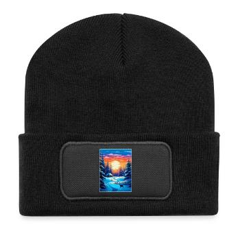 Lapland Finland Vintage Travel Poster Souvenir WPA - Recycled Patch Beanie - black - Front