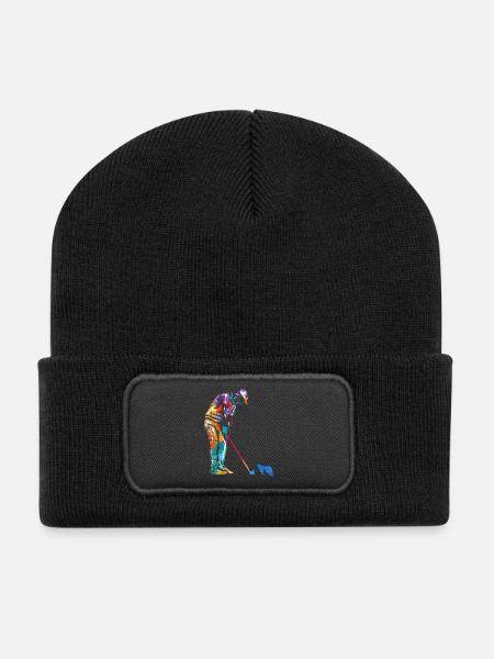 Schlagfertiger Minigolf Bahnprofi - Recycelte Patch Beanie - Schwarz