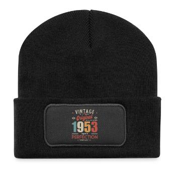 vintage original 1953 born in birthday 70 years - Recycled Patch Beanie - black - Front