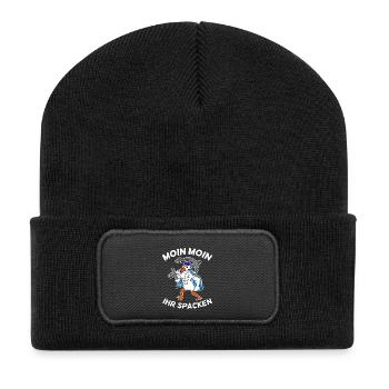 Moin Moin ihr spacken Möwe Nordsee Ostsee Norden - Recycelte Patch Beanie - Schwarz - Vorne