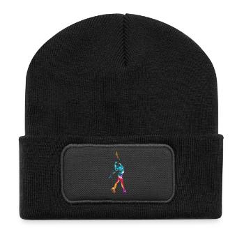 Anmutige Schlittschuhläuferin Kür - Recycelte Patch Beanie - Schwarz - Vorne