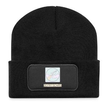 departure - Recycelte Patch Beanie - Schwarz - Vorne