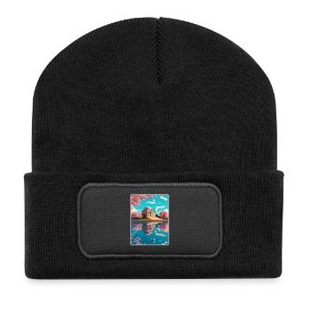 Jefferson Memorial Gedenkmauer Washington Dc - Recycelte Patch Beanie - Schwarz - Vorne
