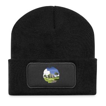 Die Kirche in Trümmern - Recycelte Patch Beanie - Schwarz - Vorne
