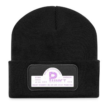auf den Punkt kommen - Recycelte Patch Beanie - Schwarz - Vorne