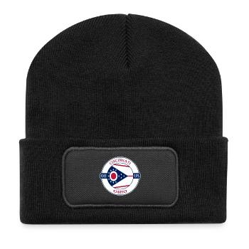 Cincinnati Ohio Flagge USA Reise Souvenir Abzeichen - Recycelte Patch Beanie - Schwarz - Vorne