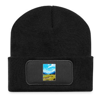 Arthurs Pass Nationalpark Vintage Reiseposter - Recycelte Patch Beanie - Schwarz - Vorne