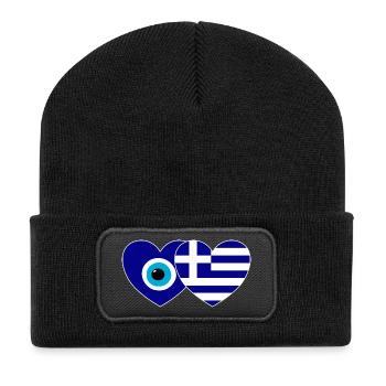 Drapeau de la Grèce Porte-bonheur Nazar Perle - Beanie recyclé à patch - noir - Devant
