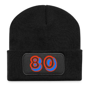 80. 80 JAHRE. 80-JÄHRIGES JUBILÄUM. 80. GEBURTSTAG. - Recycelte Patch Beanie - Schwarz - Vorne