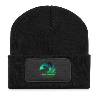 Elch - Recycelte Patch Beanie - Schwarz - Vorne