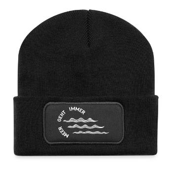 Meer geht immer - Recycelte Patch Beanie - Schwarz - Vorne