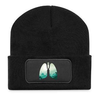 Green nature forest landscape lungs - Recycled Patch Beanie - black - Front