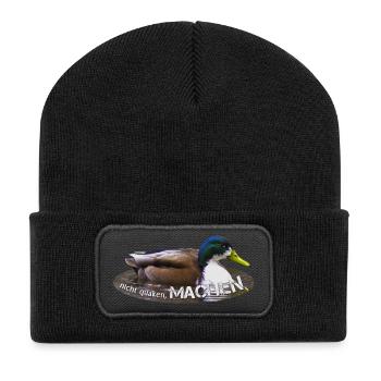 machen Macher einfach machen - Recycelte Patch Beanie - Schwarz - Vorne